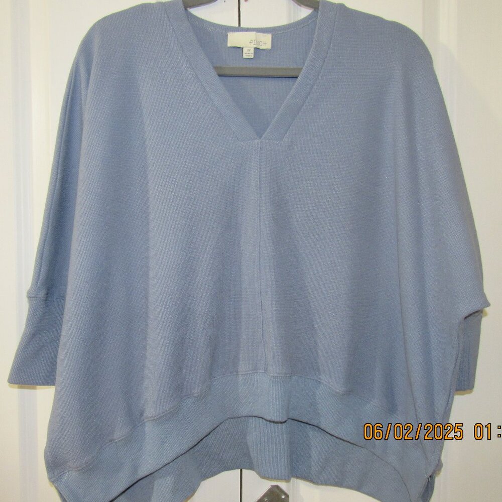 Waffle Knit, Dusty Blue Women's Top - Size M